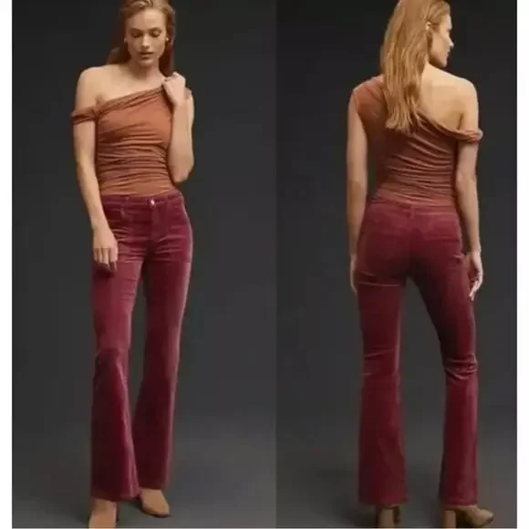 Anthropologie Jeans Anthro Pilcro Icon Flare Wine Corduroy